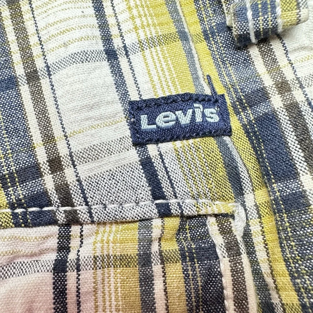 Levi's 706L‎ Yellow Blue Madras Plaid Shorts Men's 32 Preppy Cotton Summer